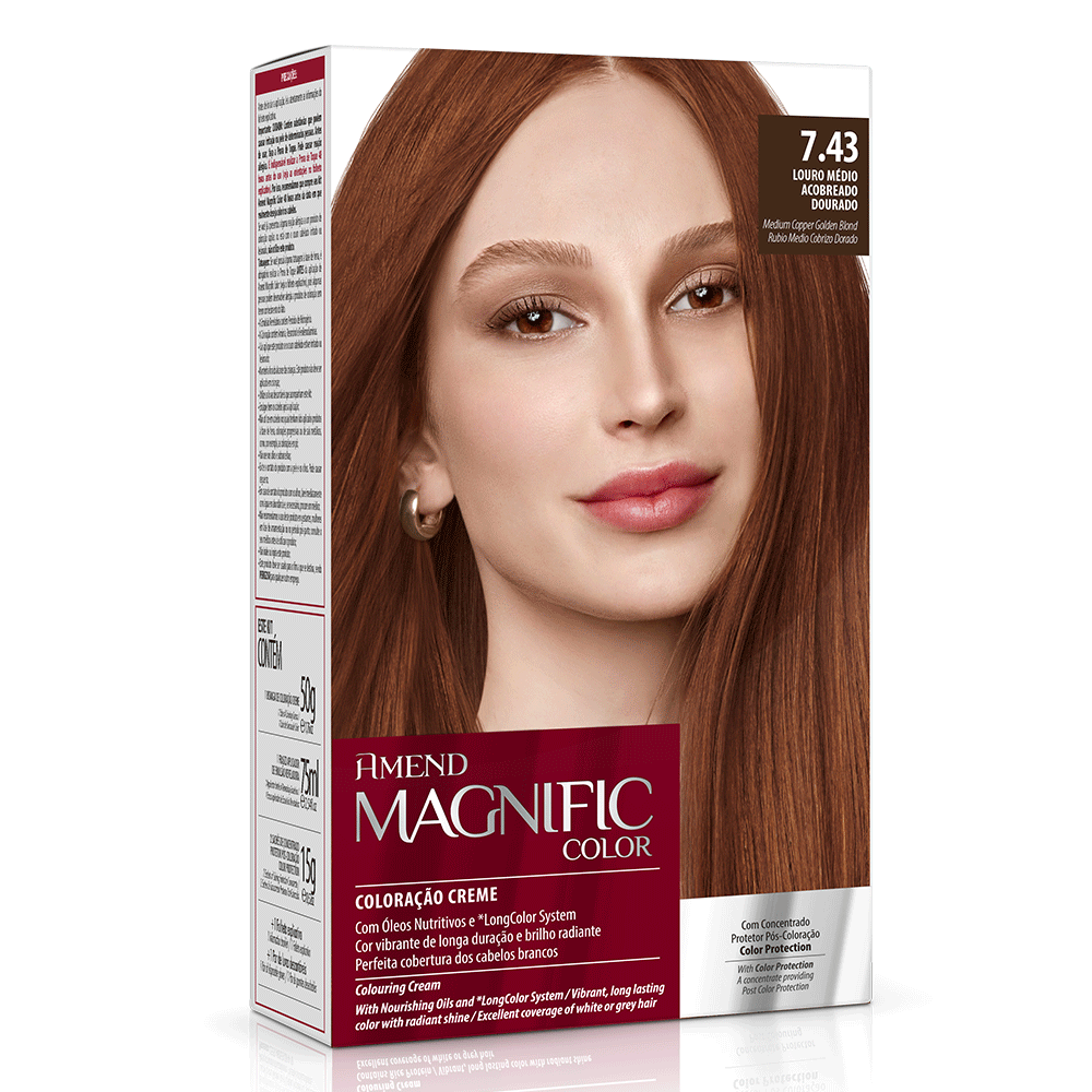Kit Coloração Amend Magnific Color 7.43 Louro Médio Acobreado Dourado